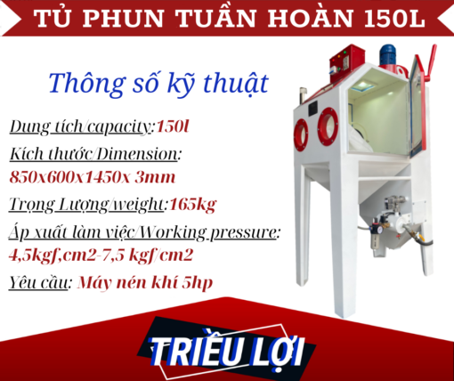 TỦ PHUN CÁT TUẦN HOÀN 150L